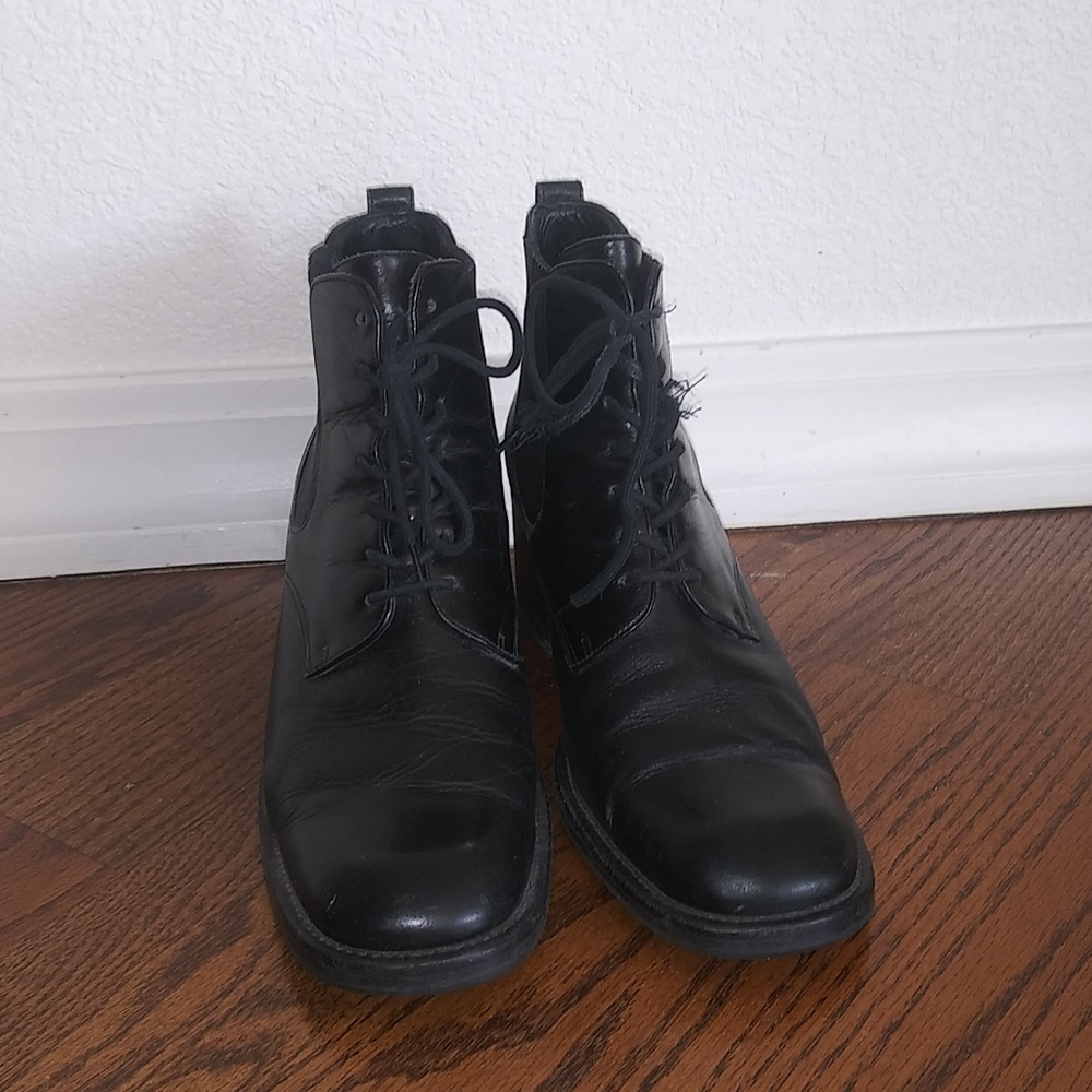Cole Haan Lace Up Black Heeled Boots